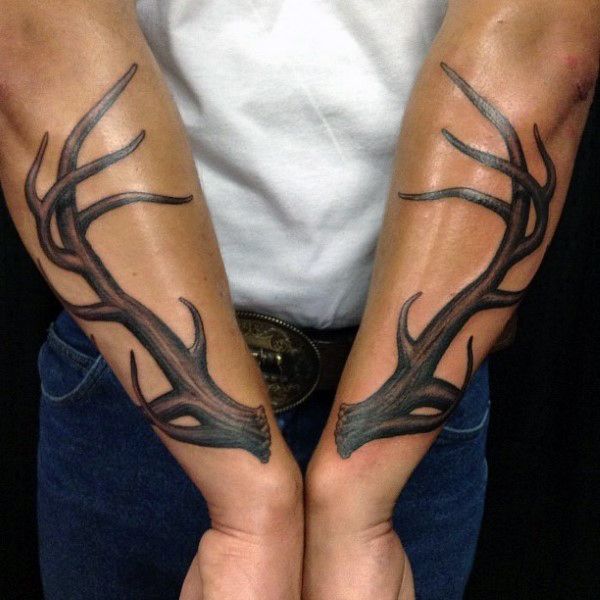 Deer Antlers Tattoos On Both Arm