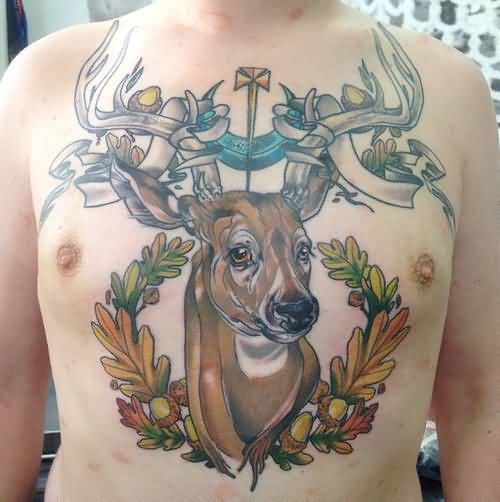 Deer Head Chest Tattoo Picture