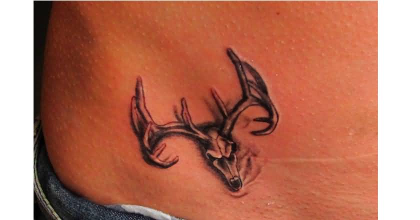 Deer Skull Tattoo On Hip