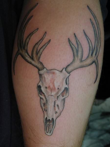 Deer Skull Tattoo On Leg