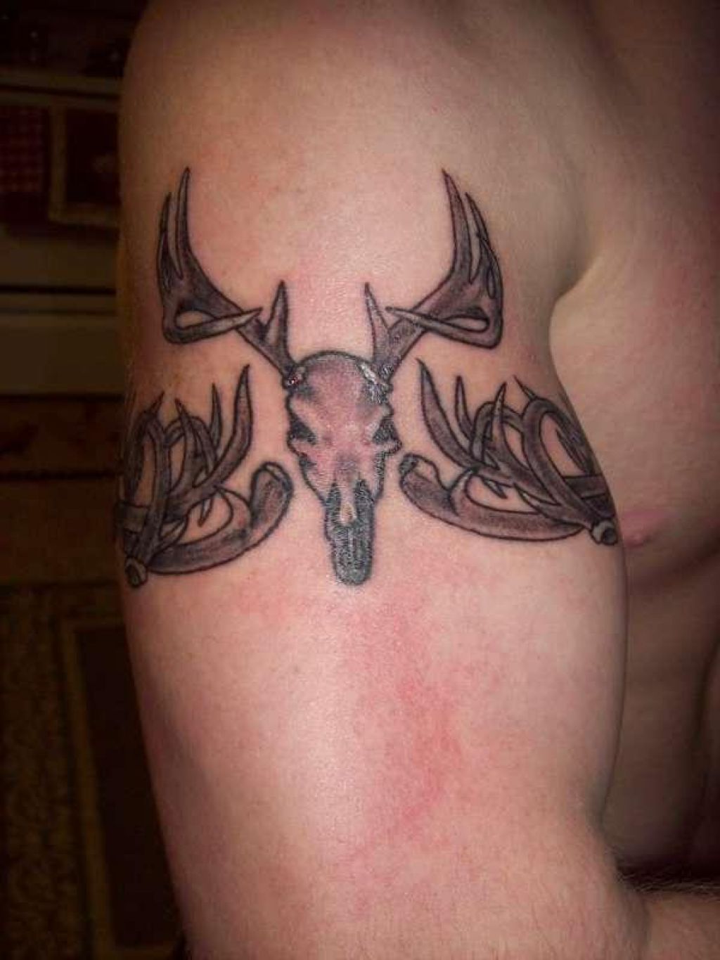 Deer Skull Tattoo On Man Right Bicep