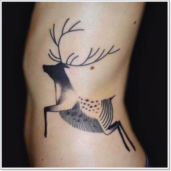 Deer Tattoo Design On Side Rib