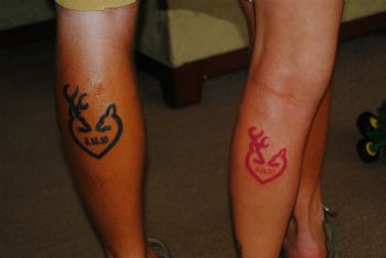 Deer Tattoos On Couple Legs