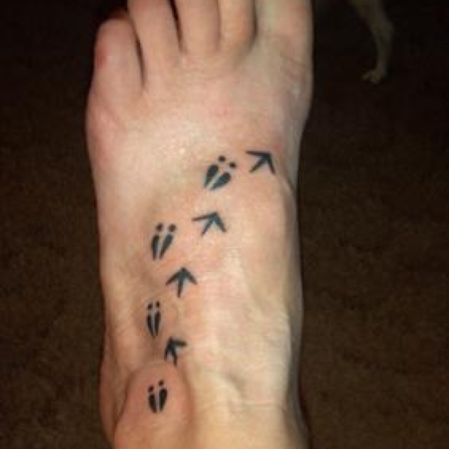 Deer Track Tattoo On Left Foot