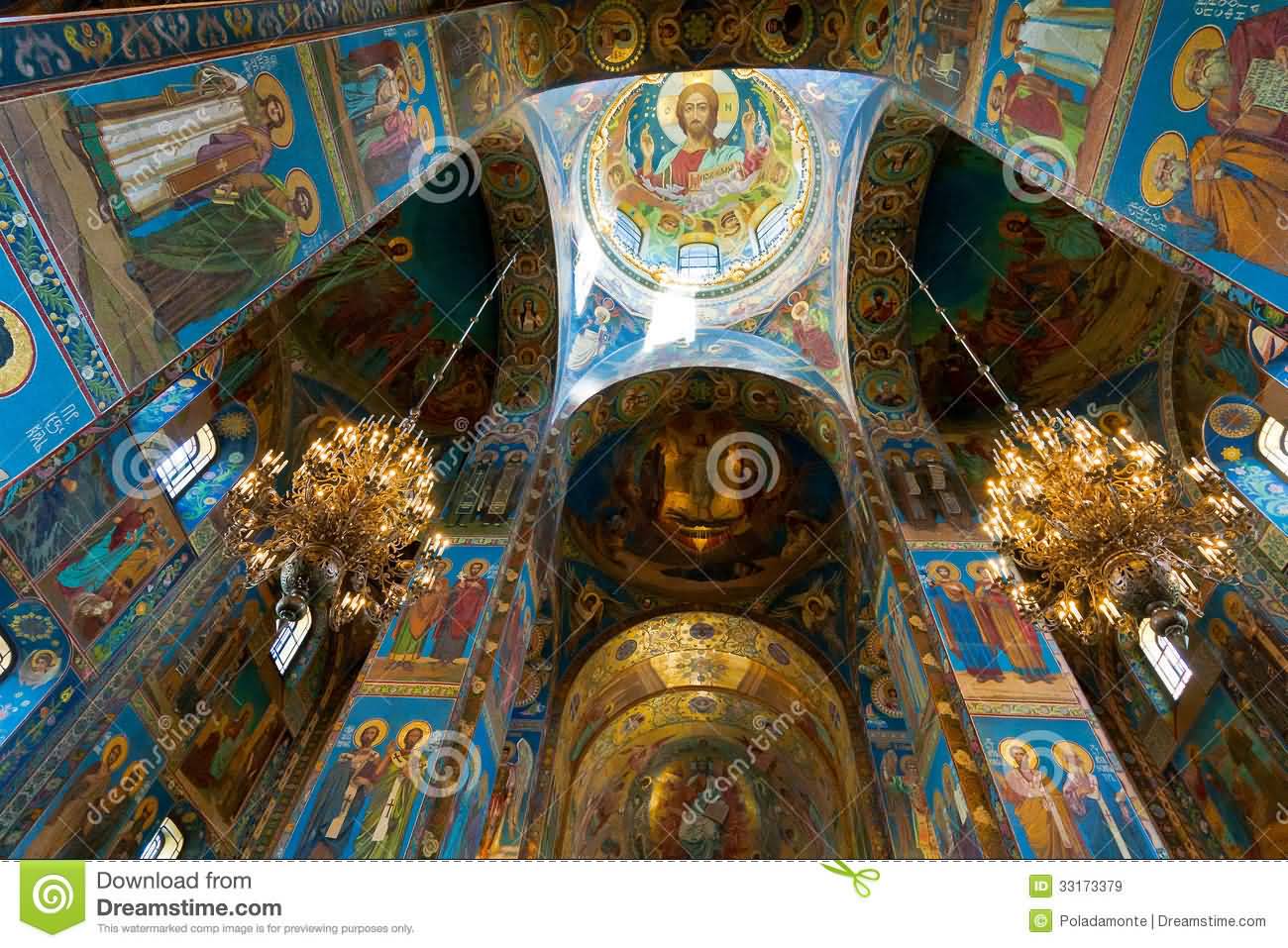 Detailed Paintings Inside The Church Of The Savior On Blood