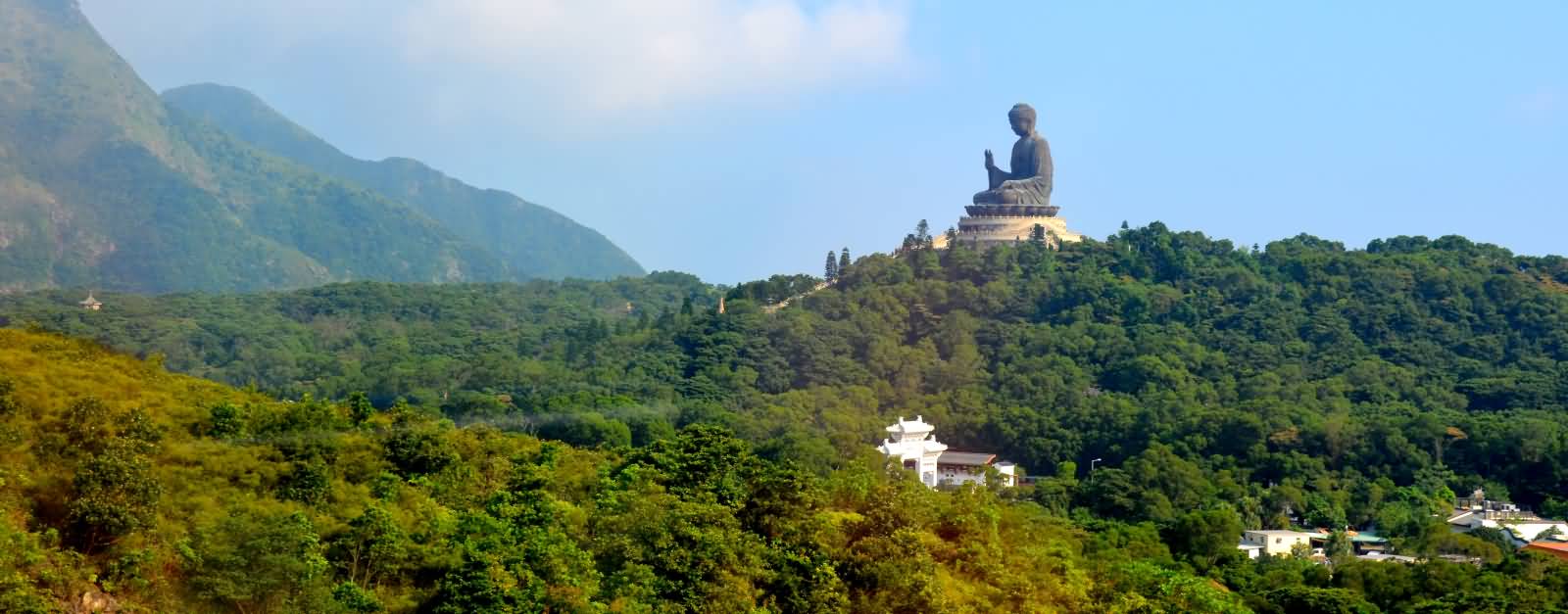 Far View Of Tian Tan Buddha In Hong Kong