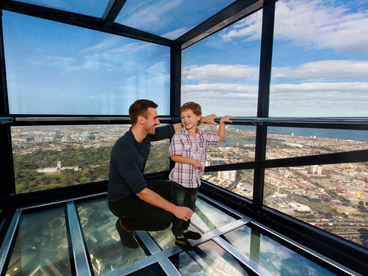Father And Son Inside The Ostankino Tower In Moscow
