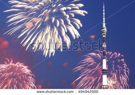 Fireworks Behind The Ostankino Tower