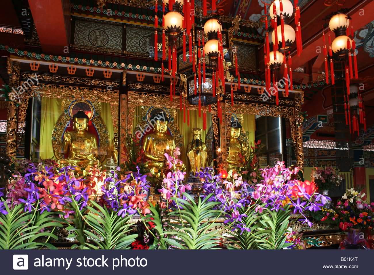 Flowers Decoration Inside The Po Lin Monastery