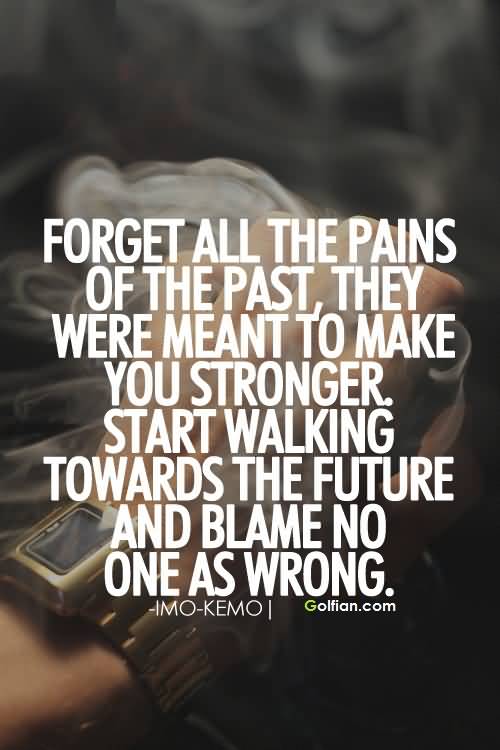 Forget All The Pains Of The Past, They Were Meant To Make You Stronger. Start Walking Towards The Future And Blame No One As Wrong …