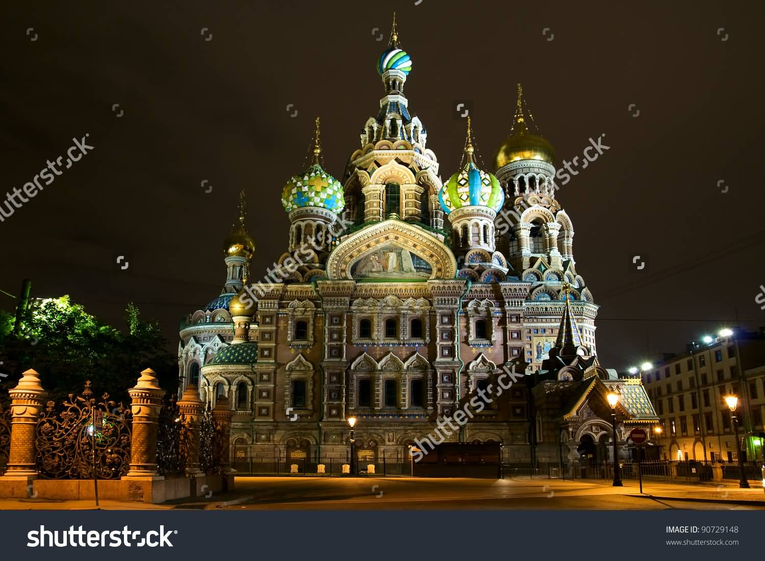 Front Night View Of The Church Of The Savior On Blood