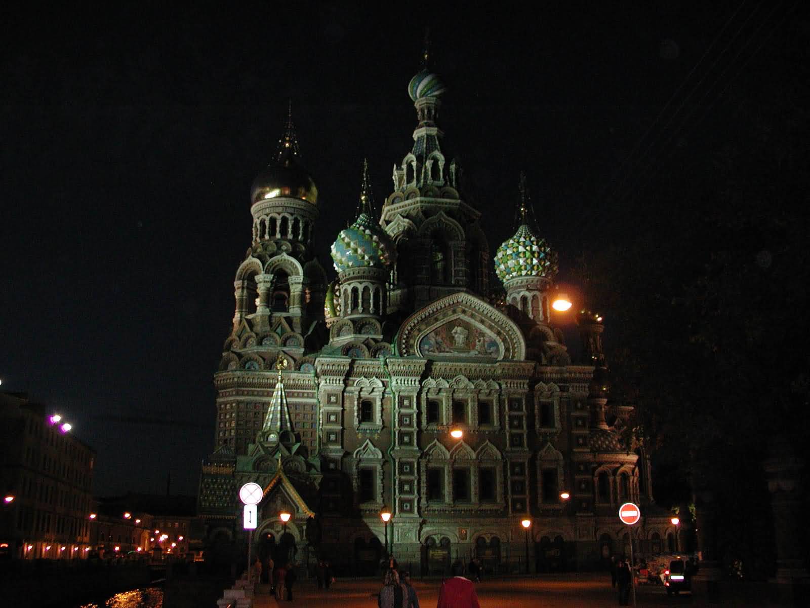 Front View Of The Church Of The Savior On Blood At Night