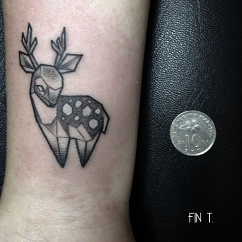 Geometric Cute Deer Tattoo On Wrist