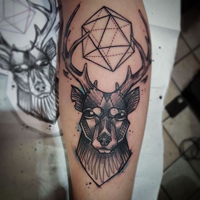 Geometric Deer Tattoo Idea Sample