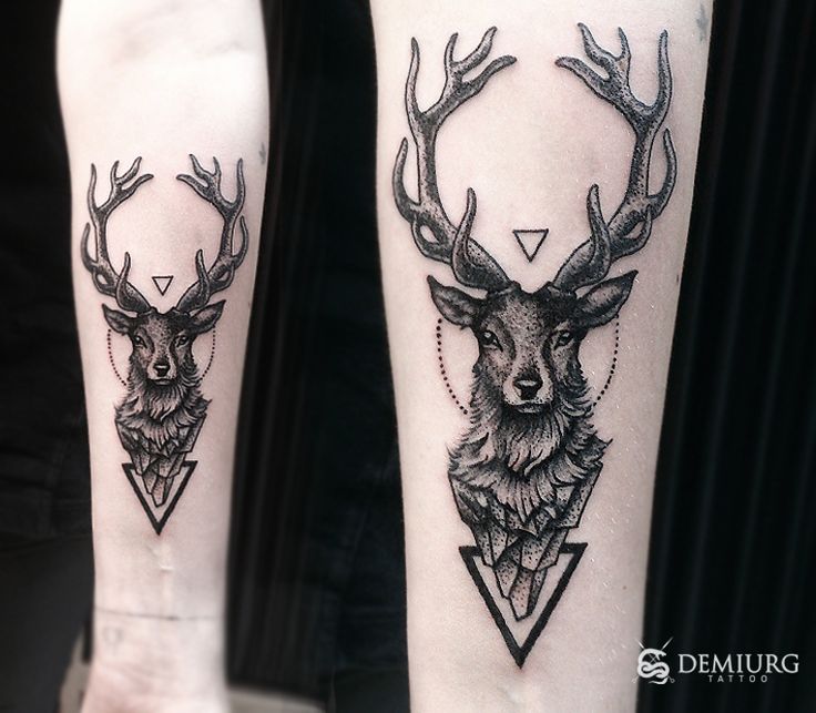 Geometric Deer Tattoo On Forearm