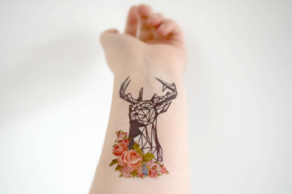 Geometric Deer Tattoo On Left Wrist