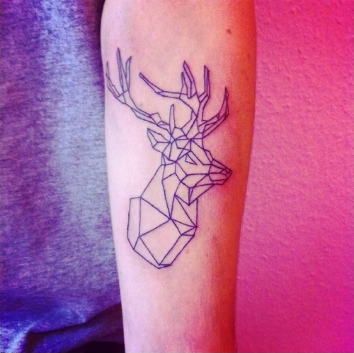 Geometric Deer tattoo On Left Forearm For Girls