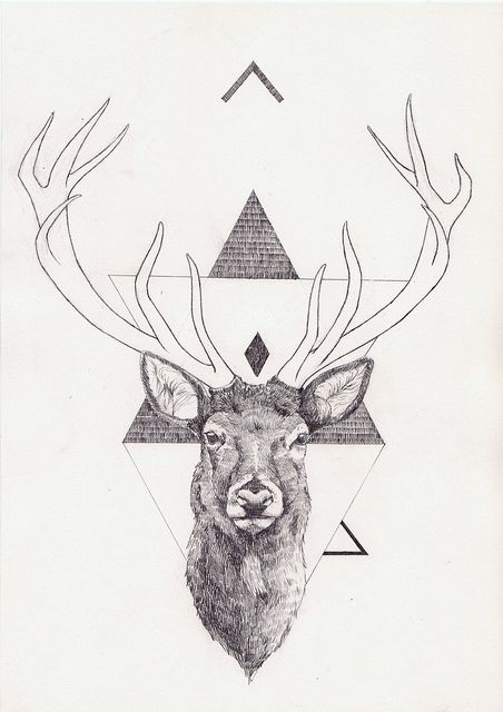 Geometric Deer Tattoo Design