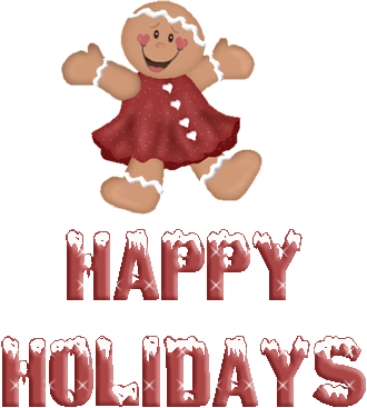 Gingerbread Doll Wishing You Happy Holidays Glitter