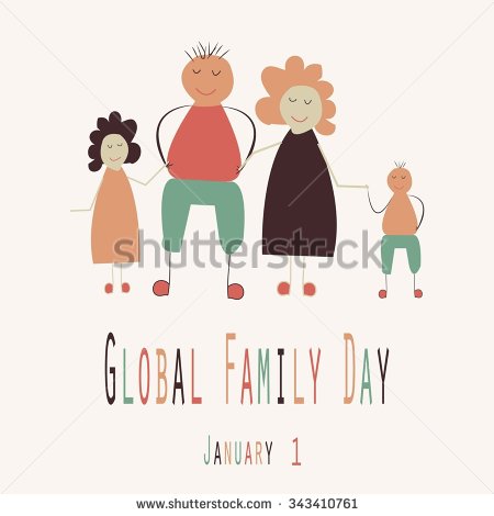 Global Family Day January 1 Family Illustration