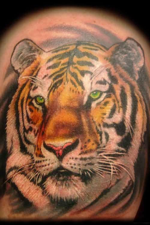 Green Yellow Tiger Tattoo Image