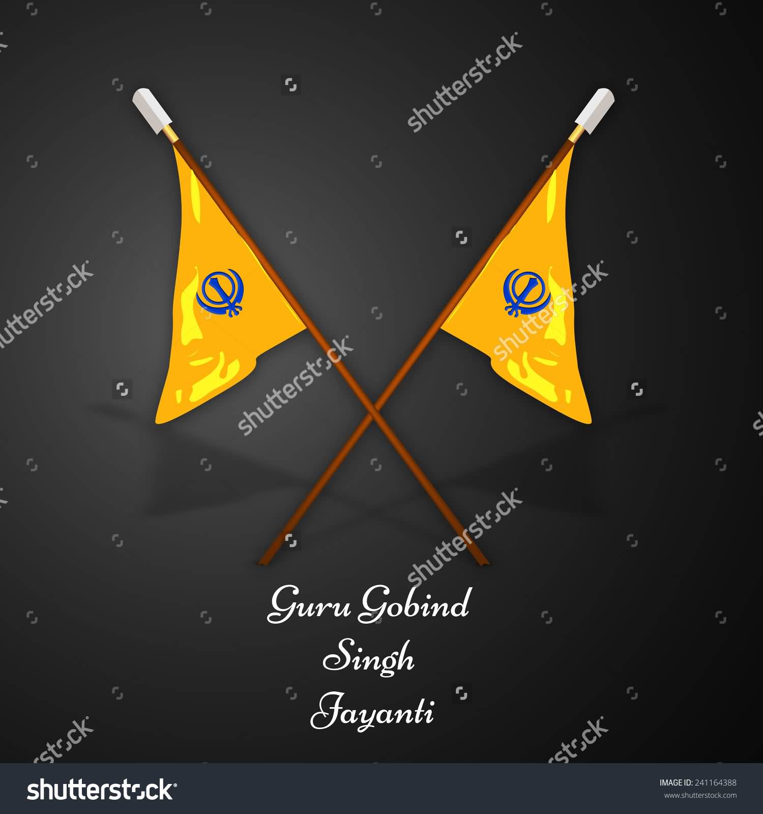 Guru Gobind Singh Jayanti Wishes With Sikh Flags Illustration