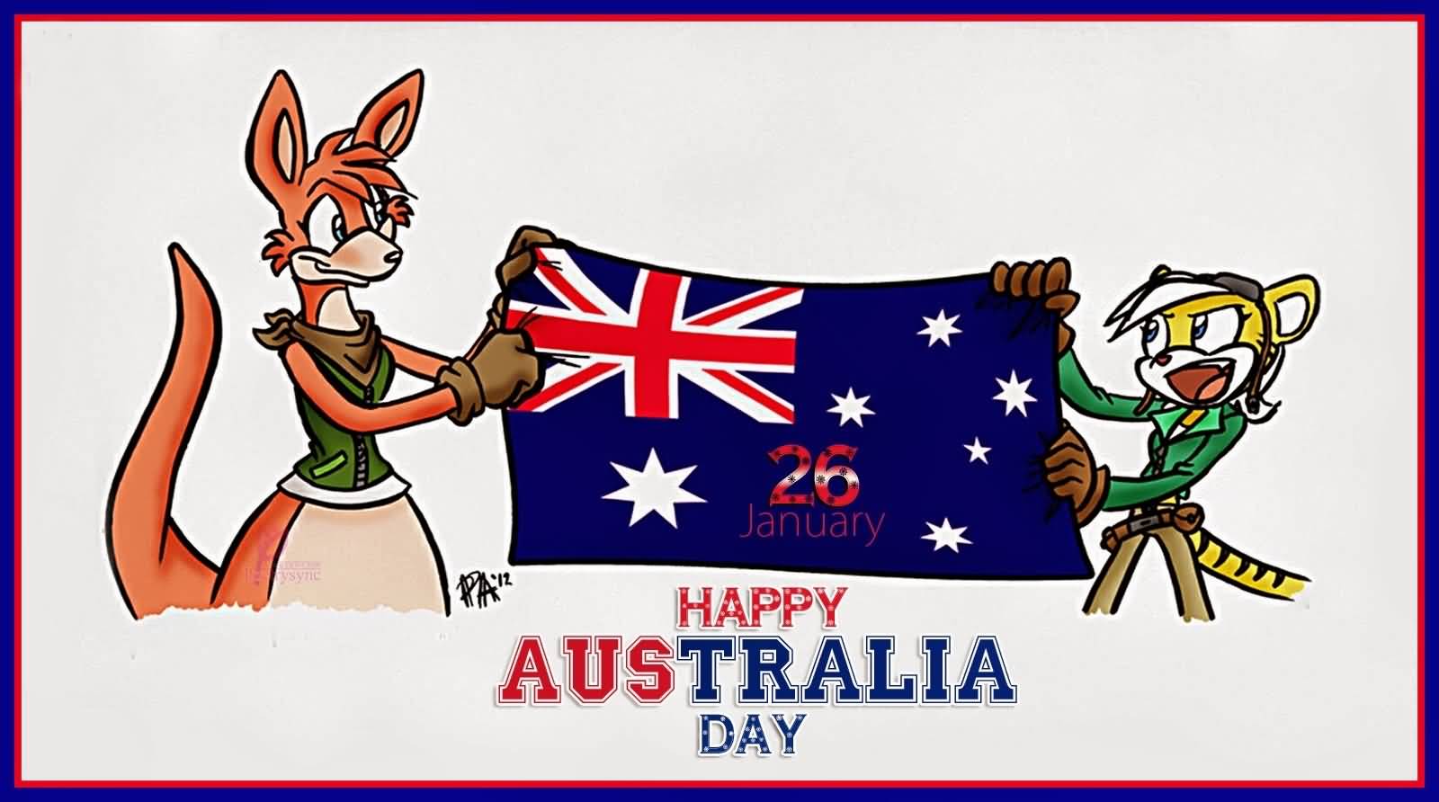 Happy Australia Day 26 Janaury Cartoon Picture