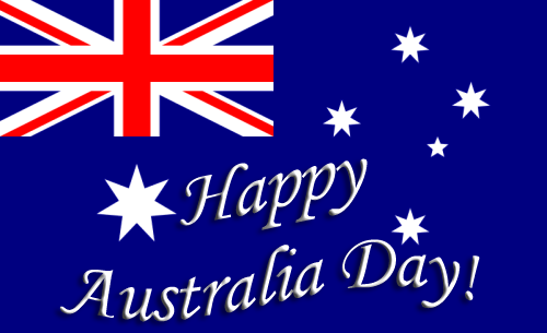 Happy Australia Day  Flag In Background