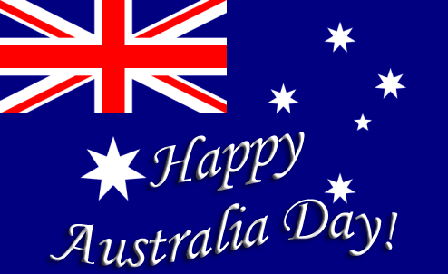 Happy Australia Day Flag In Background