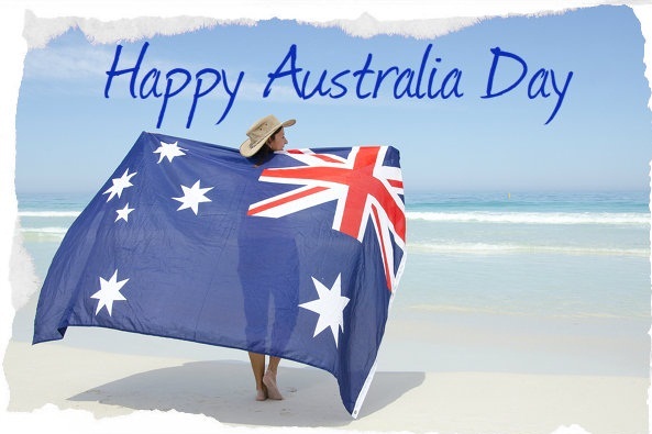 Happy Australia Day Girl With Australia Flag