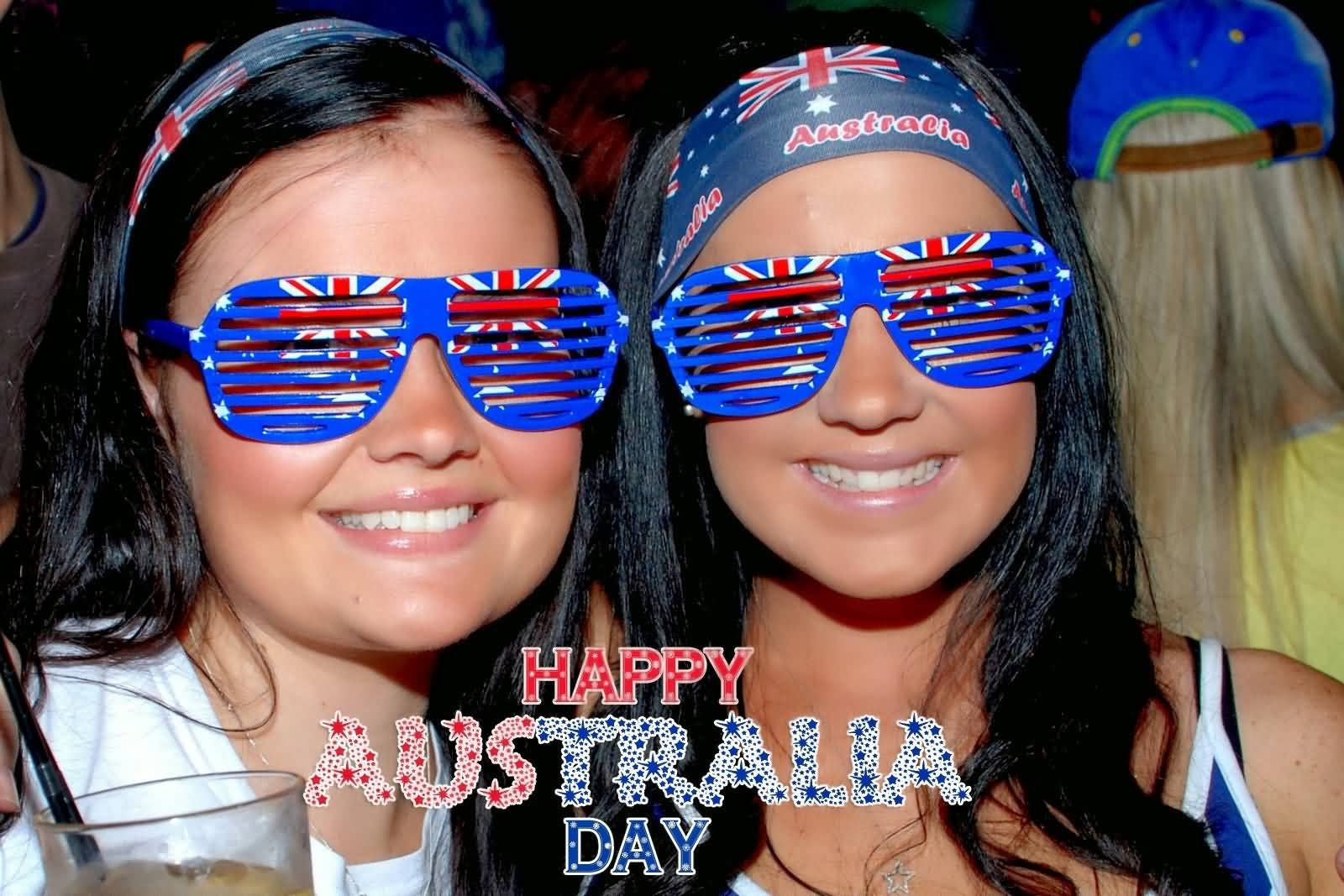 Happy Australia Day Girls Wearing Australian Flag Glass