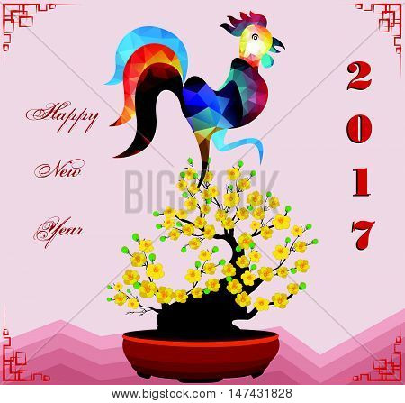 Happy Chinese New Year 2017 Firecock And Plum Blossom