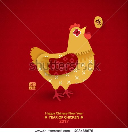 Happy Chinese New Year of Chicken 2017 Greeting Card