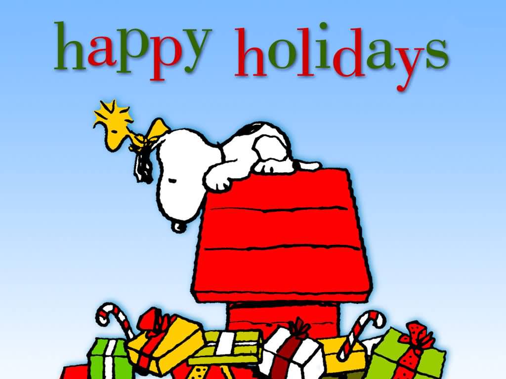 Happy Holiday Snoopy Dog And Gifts Cartoon Picture