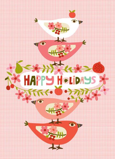 Happy Holidays Birds Greeting Card