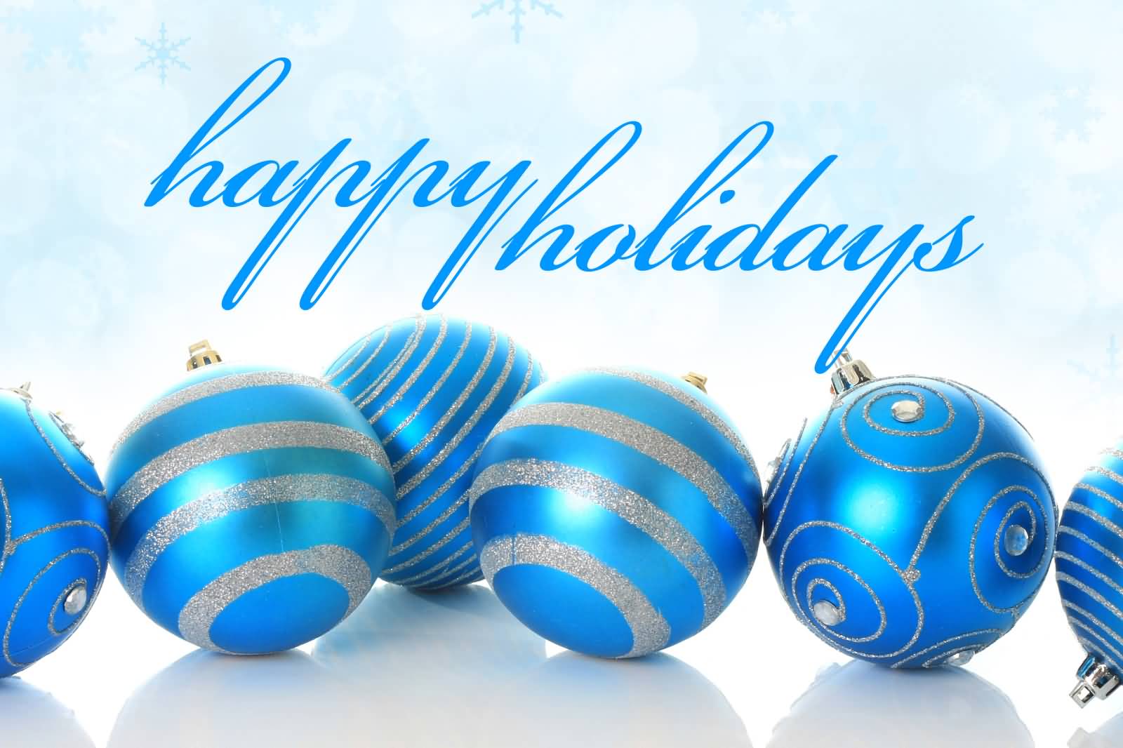 Happy Holidays Blue Christmas Balls Picture