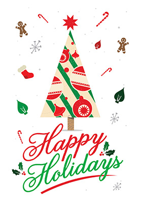 Happy Holidays Christmas Tree Clipart
