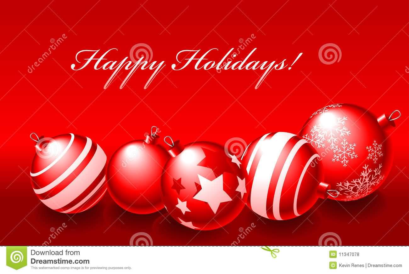 Happy Holidays Red Christmas Balls Wallpaper