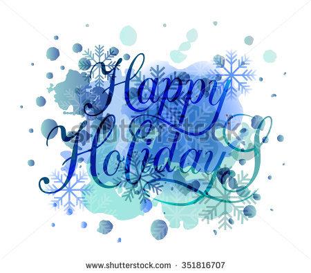 Happy Holidays Text With Snowflakes