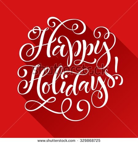 Happy Holidays Vector Text On Red Background