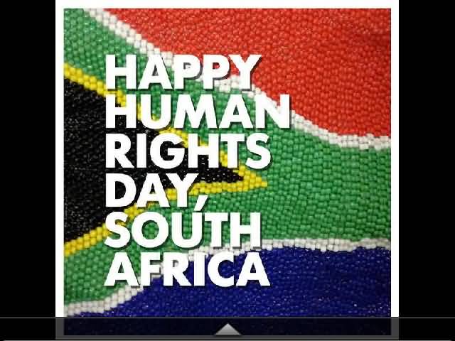 Happy Human Rights Day South Africa Flag In Background