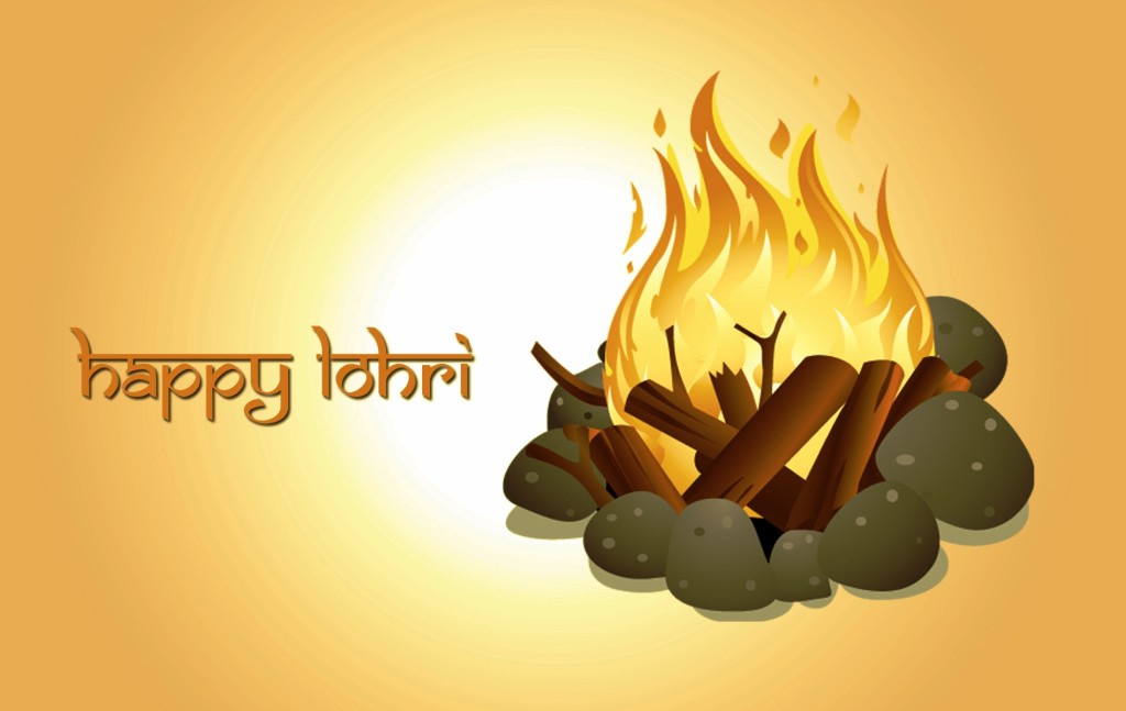Happy Lohri Bonfire Illustration