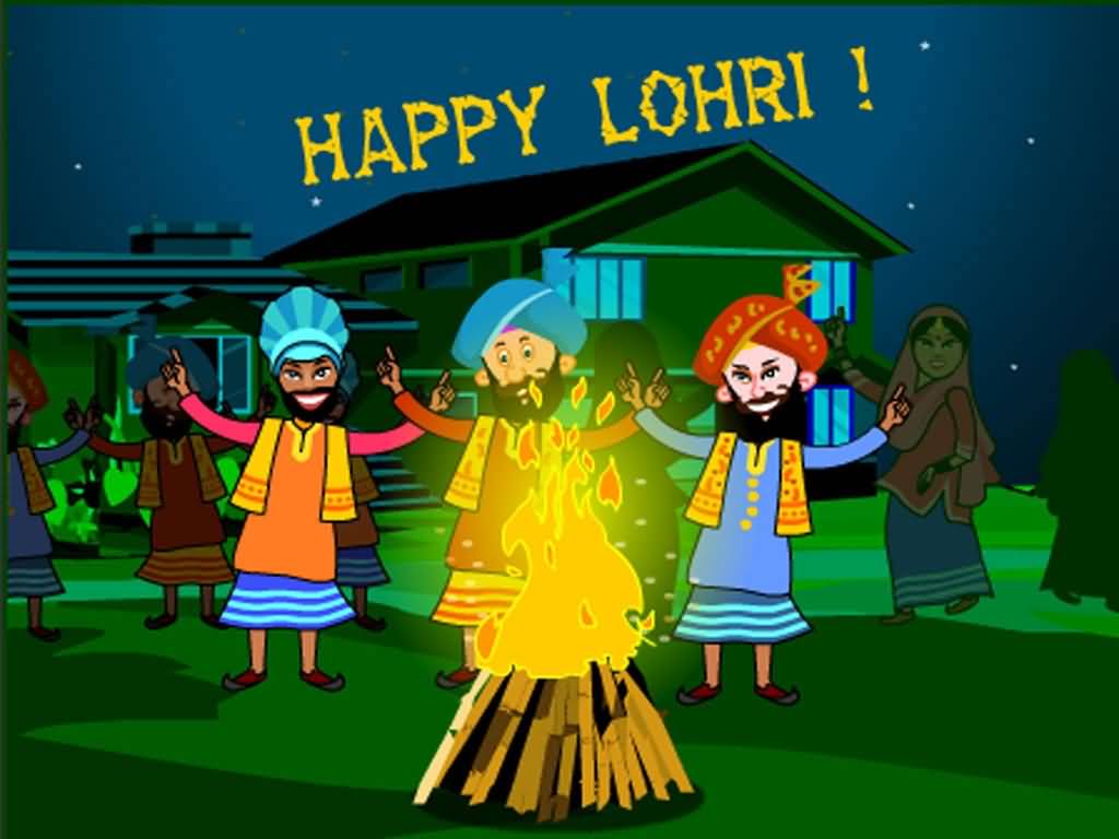 Happy Lohri Celebration Illustration
