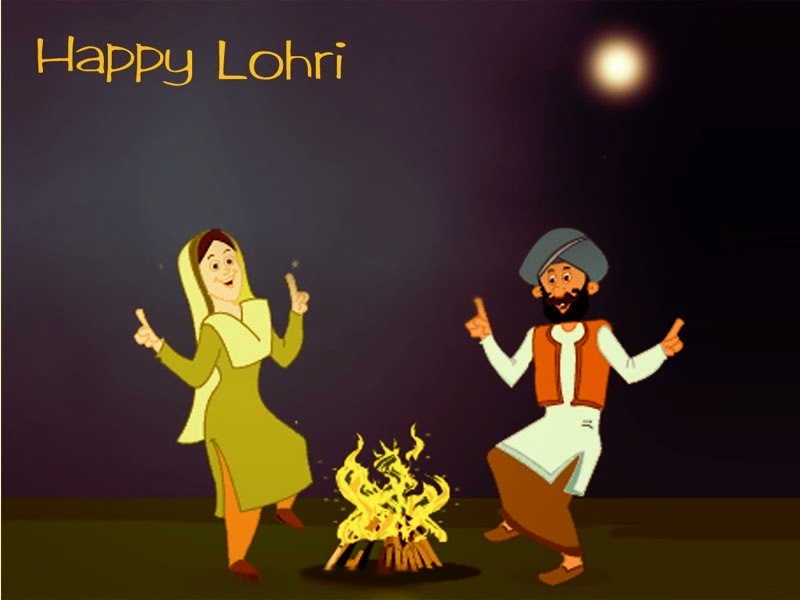 Happy Lohri Dancing Punjabi Couple