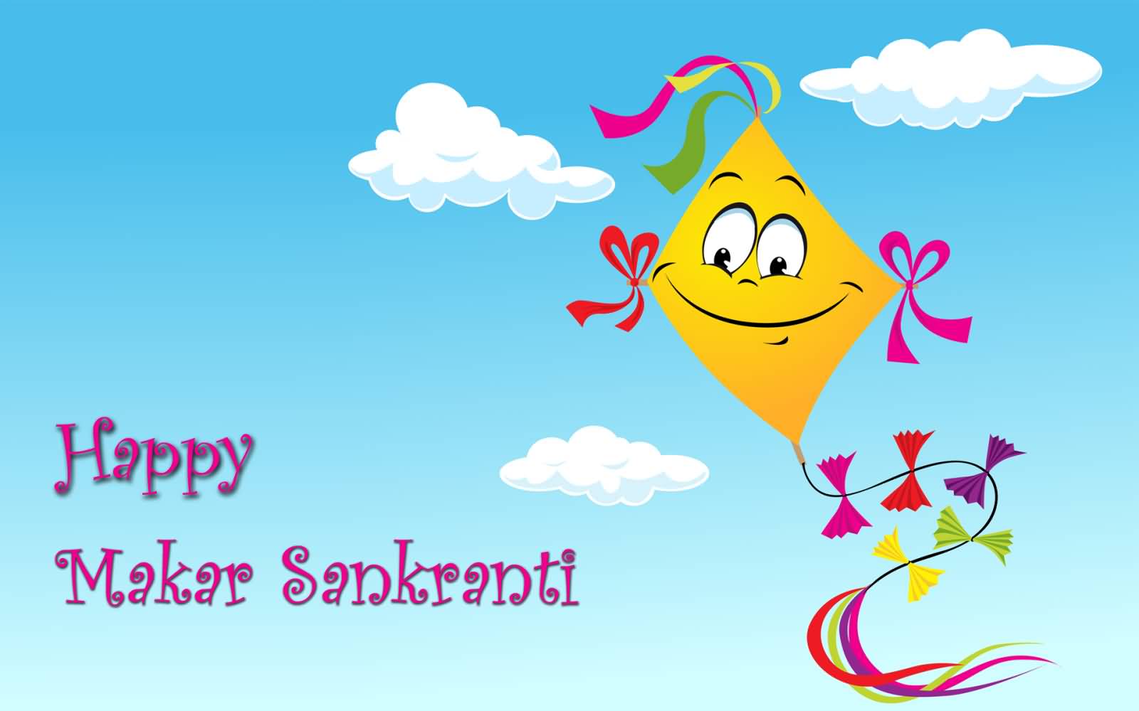 Happy Makar Sankranti Smiling Face Kite Illustration