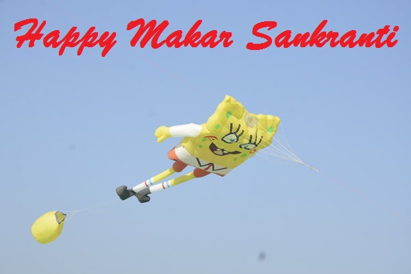 Happy Makar Sankranti Spongebob Kite In The Sky