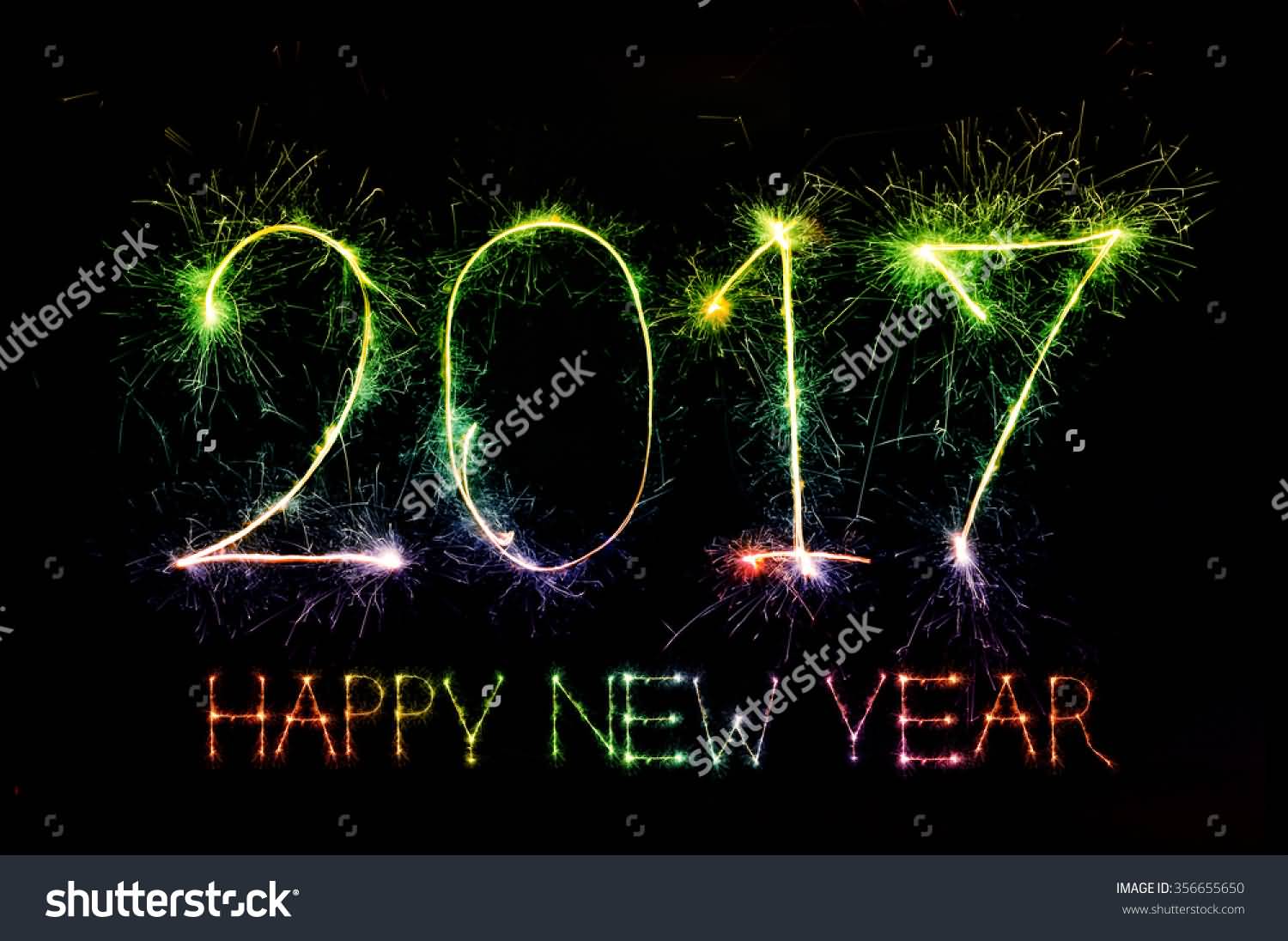 Happy New Year 2017 Colorful Sparkles