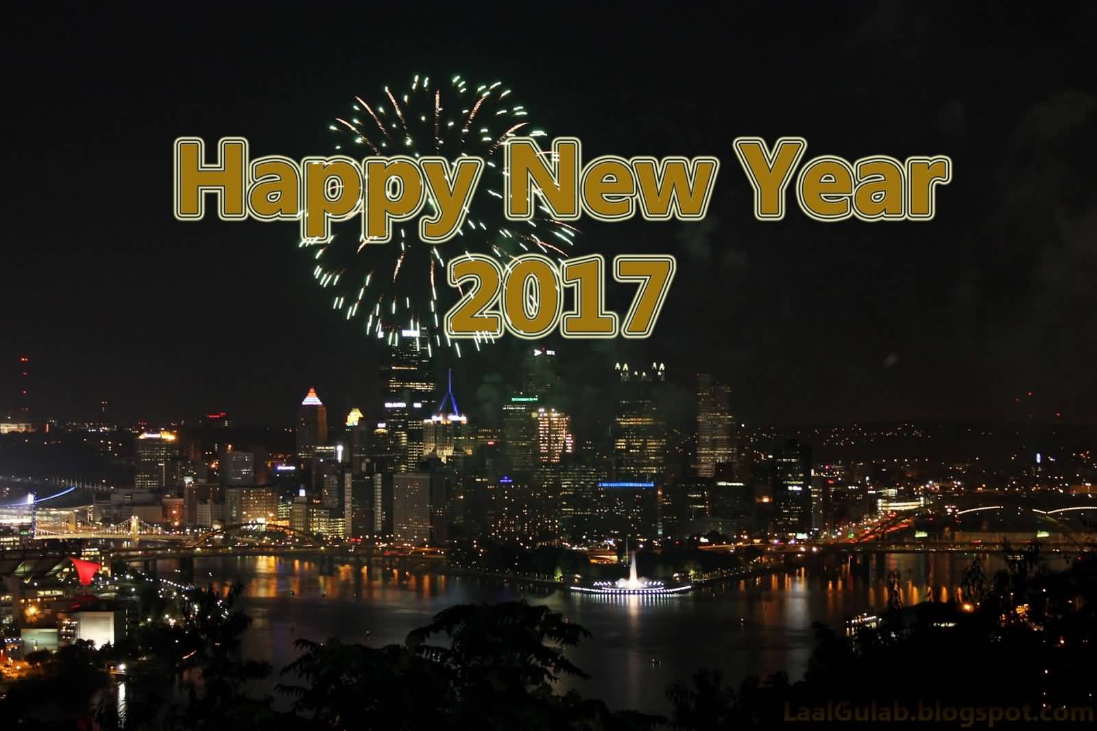 Happy New Year 2017 Fireworks Over The City