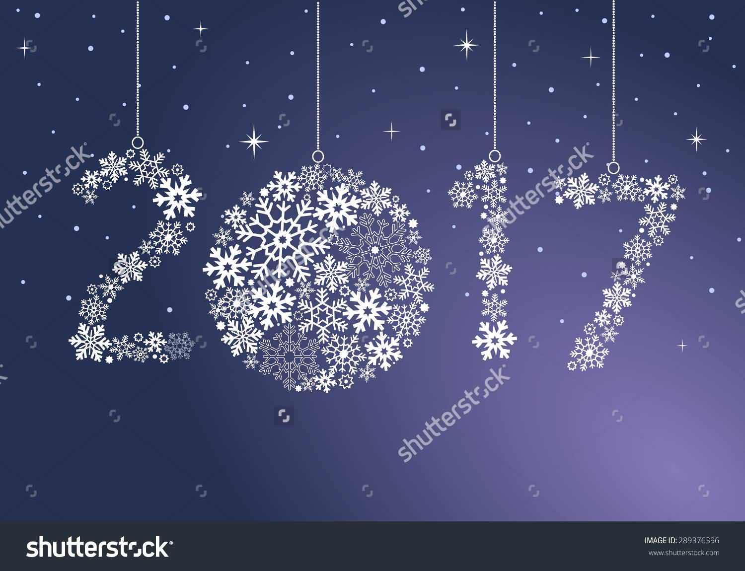 Happy New Year 2017 Snowflakes Clipart