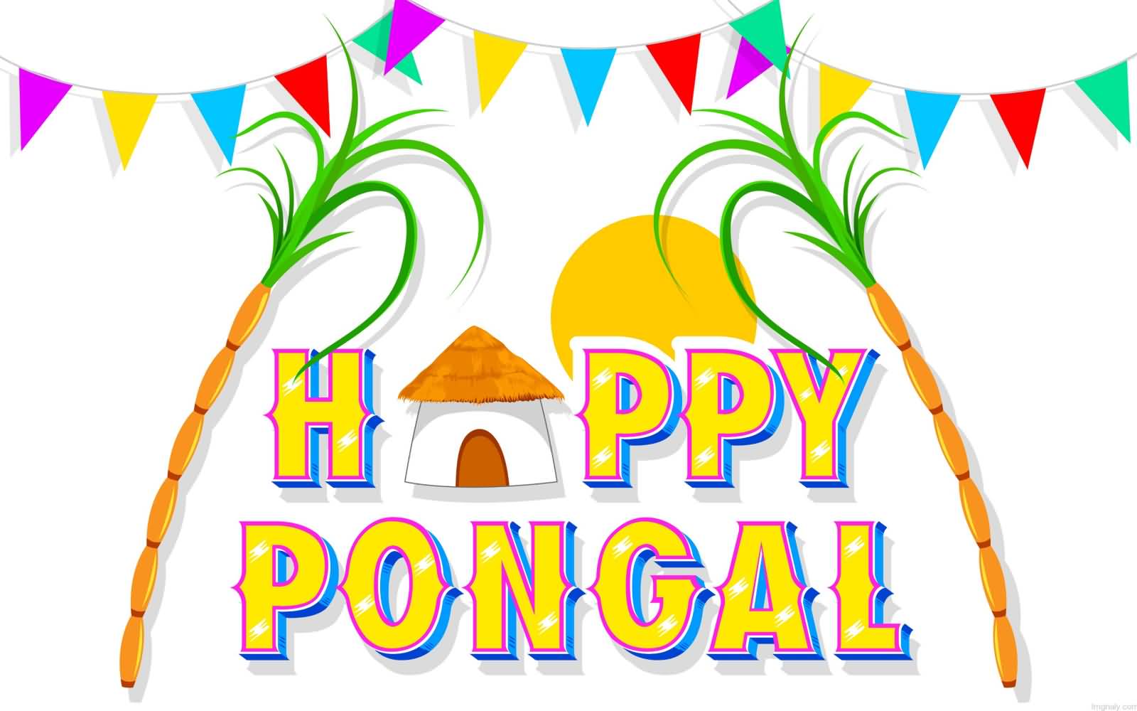 Happy Pongal Colorful Flags Decoration